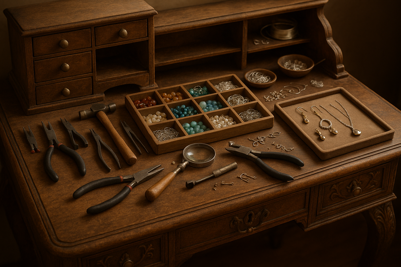 jewelry making table (vintage desk)